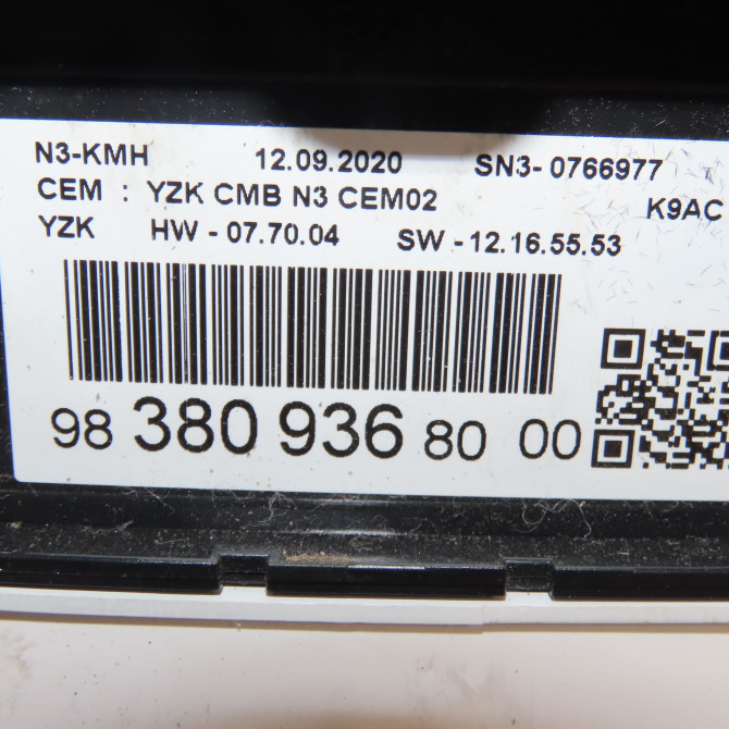 Bloc compteurs occasion  Citroën BERLINGO (ER_, EC_) 1.5 bluehdi 130 (ecyhzj, ecyhzr) (2018)   9838093680  3