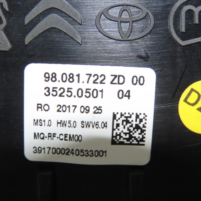 Commande de chauffage occasion  Citroën JUMPY Camionnette (V_) 1.6 bluehdi 95 (2016)   98081722ZD  2