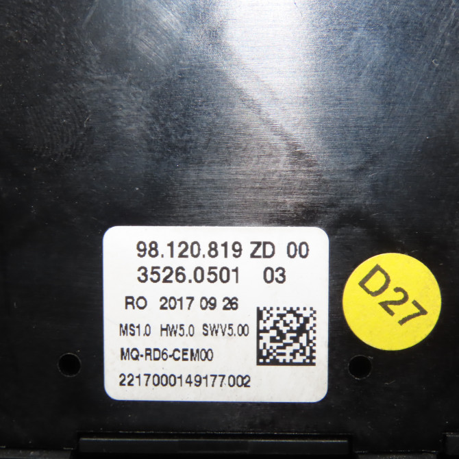 Commande autoradio occasion  Citroën JUMPY Camionnette (V_) 1.6 bluehdi 95 (2016)   98120819ZD  2