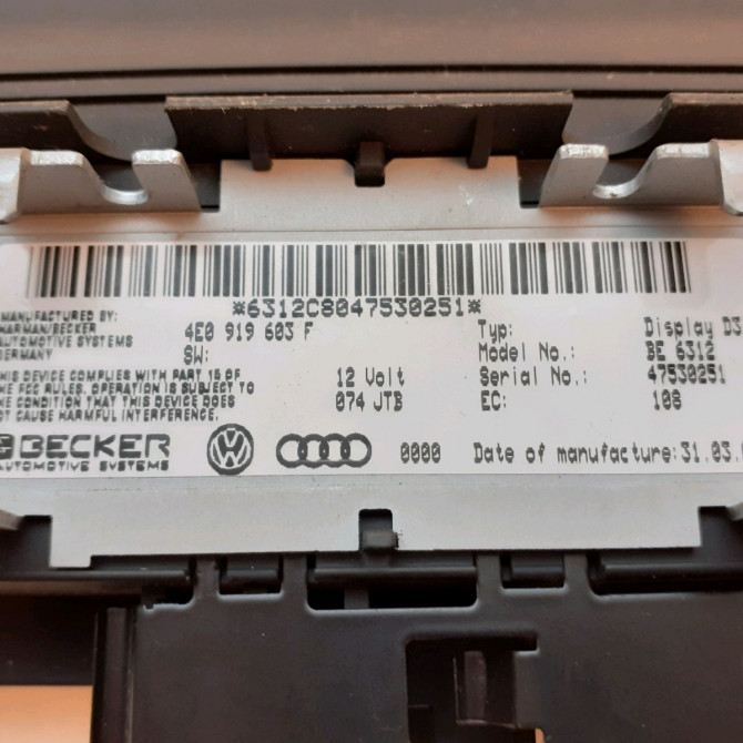 Afficheur digital occasion  Audi A8 D3 (4E2, 4E8) 4.2 quattro (2002-2010)   4e0919603f  3