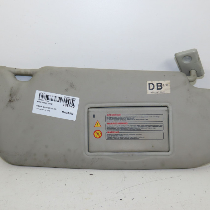 Pare-soleil droit occasion  Nissan QASHQAI / QASHQAI +2 I (J10, NJ10, JJ10E) 1.5 dci (2010-2013) 5 portes   96400BR10A  1