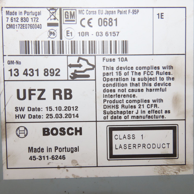 Autoradio occasion  Opel ZAFIRA / ZAFIRA FAMILY B (A05) 1.7 cdti (m75) (2008-2015) 5 portes   13431892  2