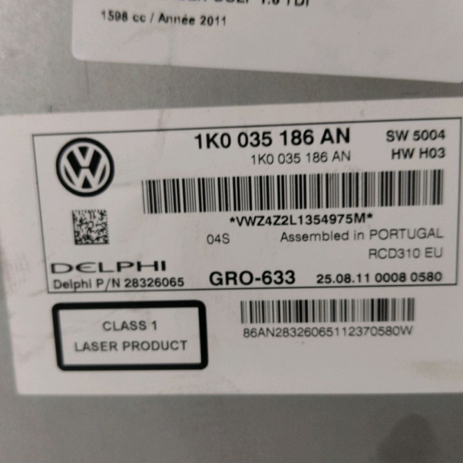 Autoradio occasion  Volkswagen vw GOLF VI (5K1) 1.6 tdi (2009-2012) 5 portes   1K0057187NX  2