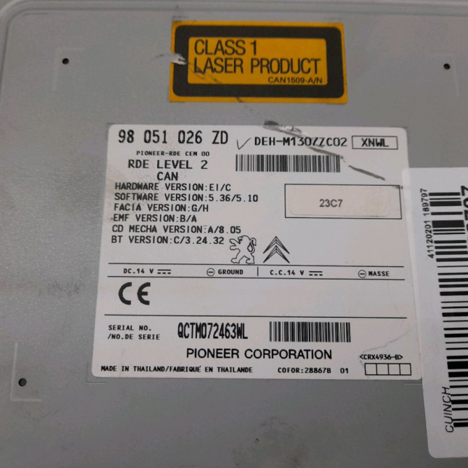 Autoradio occasion  Peugeot 208 I (CA_, CC_) 1.2 vti 68 / puretech 68 (2016) 5 portes   16087578ZD  2