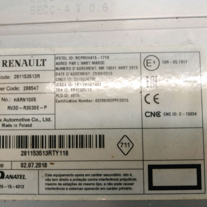 Autoradio occasion  Dacia LOGAN II 1.5 dci (2012)   281153513R  2