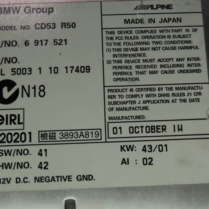 Autoradio occasion  Mini MINI (R50, R53) Cooper s (2002-2006)   6917521  2