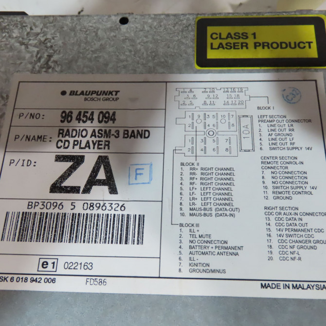 Autoradio occasion  Chevrolet MATIZ (M200, M250) 0.8 (2005-2013)   96454094  2