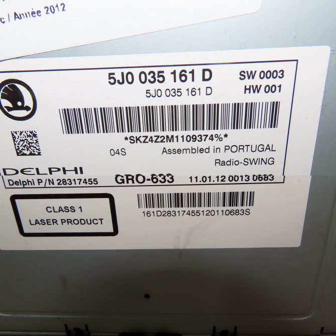 Autoradio occasion  Skoda FABIA II (542) 1.6 tdi (2010-2014)   5J0035161D  2