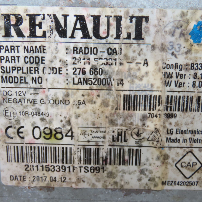 Autoradio occasion  Dacia DUSTER (HS_) 1.2 tce 125 (2013-2018)   281153391R  2