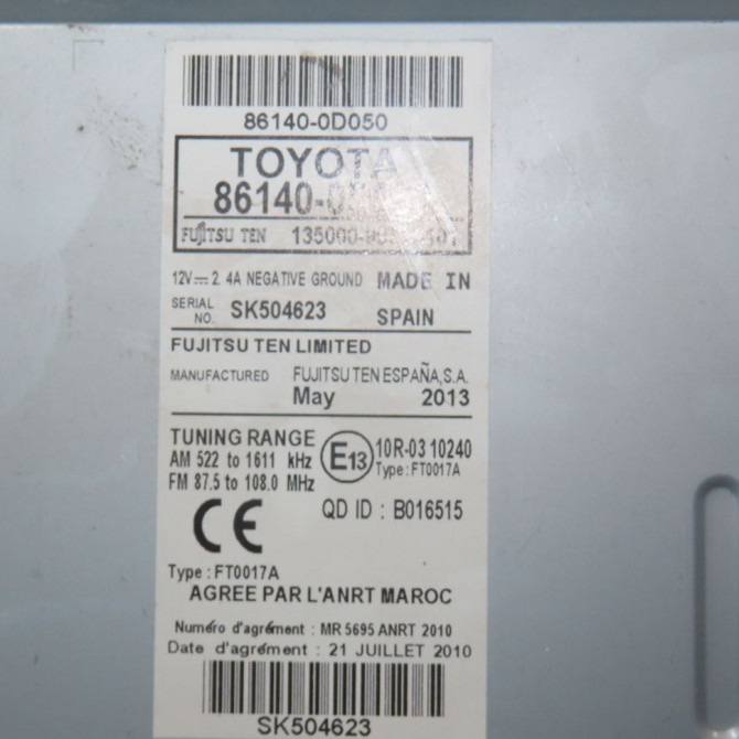 Autoradio occasion  Toyota YARIS (_P13_) 1.5 hybrid (nhp130_) (2012)   861400D050  2