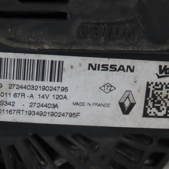 Alternateur occasion  Dacia SANDERO II 1.0 sce 75 (b8jc, b8jd) (2016)   231001167R  2