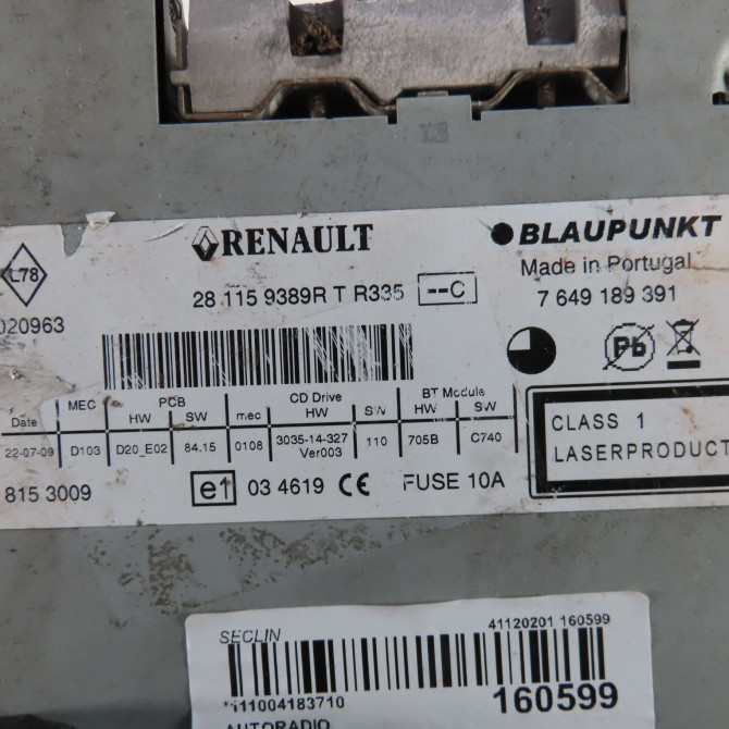 Autoradio occasion  Renault MEGANE III 3/5 portes (BZ0/1_, B3_) 1.5 dci (bz0c) (2008-2015) 5 portes   281158115R  2