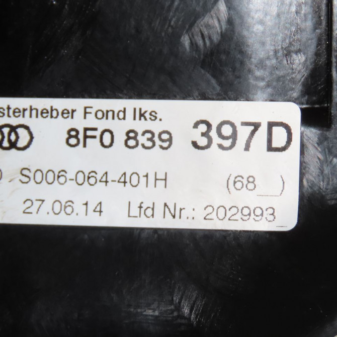 Mécanisme+moteur lève glace aile arg occasion  Audi A5 Décapotable (8F7) 2.0 tdi (2009-2012)   8F0839461  2