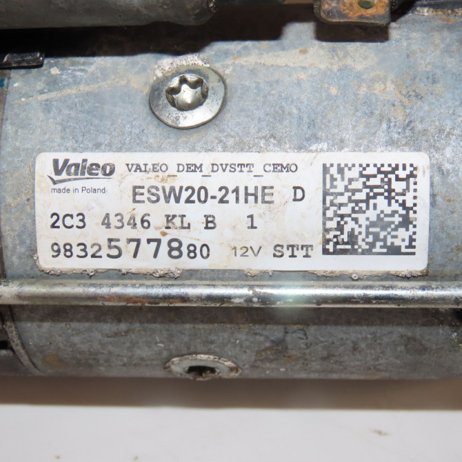 Démarreur occasion  Peugeot PARTNER Camionnette/Monospace (K9) 1.5 bluehdi 130 (2018)   9832577880  2