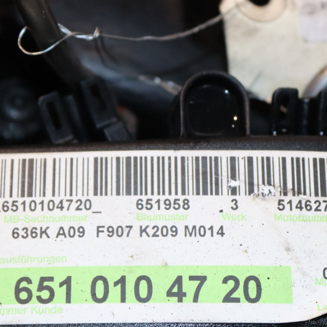 Moteur diesel occasion  Mercedes-benz SPRINTER 3,5-t Camionnette (B907, B910) 316 cdi rwd (907.631, 907.633, 907.635, 907.637) (2018)   A6510104520  2