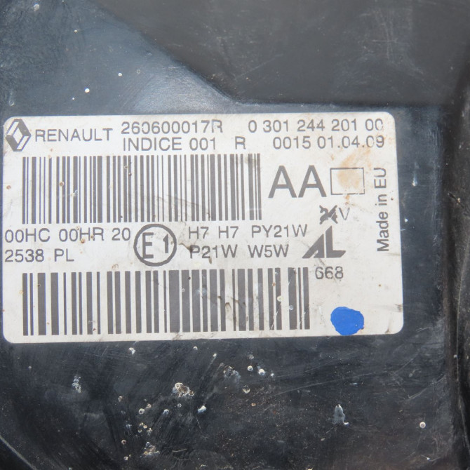 Phare gauche occasion  Renault MEGANE II (BM0/1_, CM0/1_) 1.5 dci (bm1e, cm1e) (2005-2008)   260609764R  2