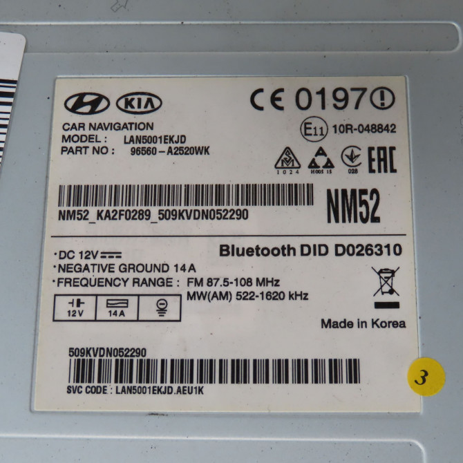 Autoradio occasion  Kia PRO CEE'D (JD) 1.6 crdi 136 (2015-2018)   96560A2520WK  2