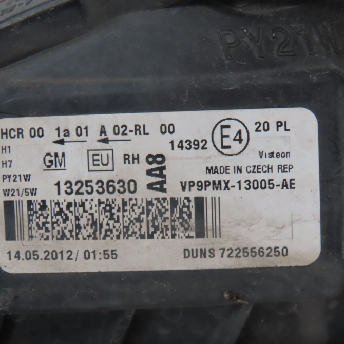 Phare droit occasion  Opel MERIVA B Monospace (S10) 1.7 cdti (75) (2010-2017)   13253630  2