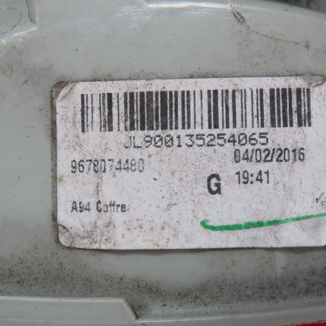 Feu arrière interieur gauche occasion  Peugeot 2008 I (CU_) 1.2 thp 110 / puretech 110 (2015) 5 portes   9678074480  2