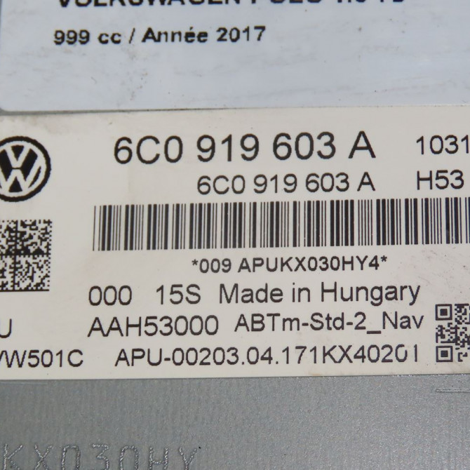Autoradio occasion  Volkswagen vw POLO VI (AW1, BZ1, AE1) 1.0 (2017-2020)   6C0919603A  2
