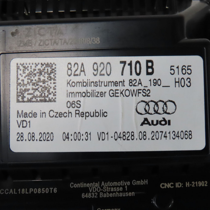 Bloc compteurs occasion  Audi A1 Sportback (GBA) 40 tfsi (2018)   82A920710B  2