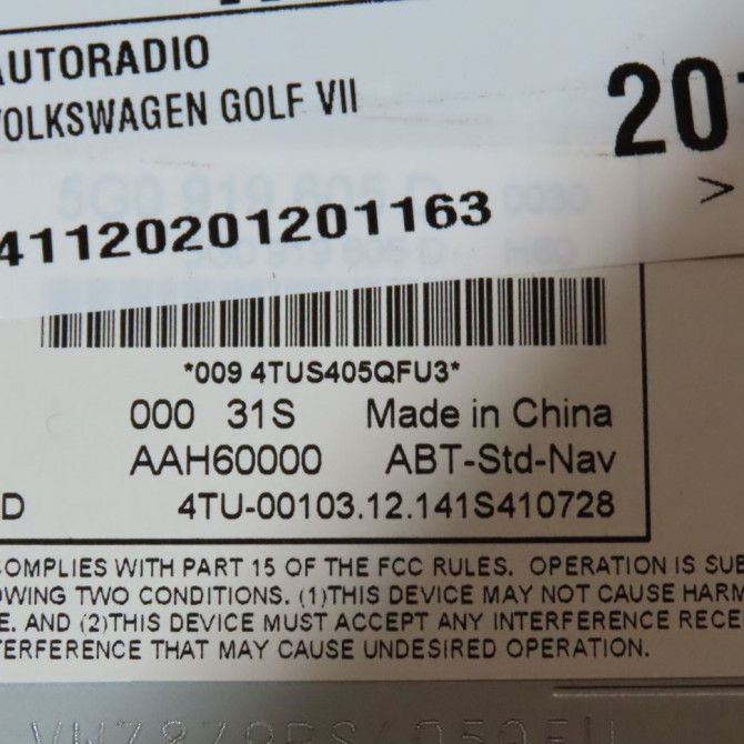 Autoradio occasion  Volkswagen vw GOLF VII (5G1, BQ1, BE1, BE2) 1.6 tdi (2012-2017)   5G0919605D  3