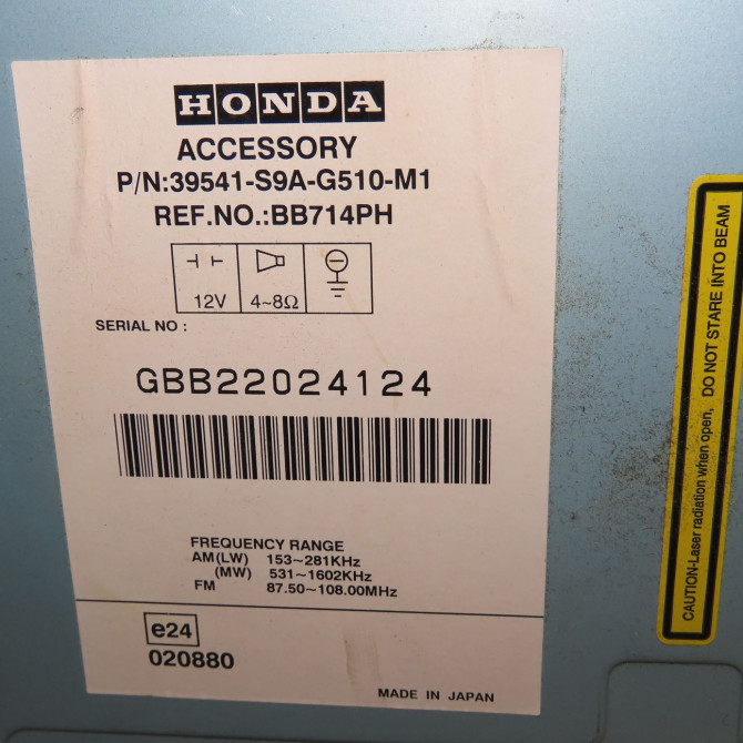 Autoradio occasion  Honda CR-V II (RD_) 2.0 (rd5) (2001-2007)   39541S9AG510M1  2