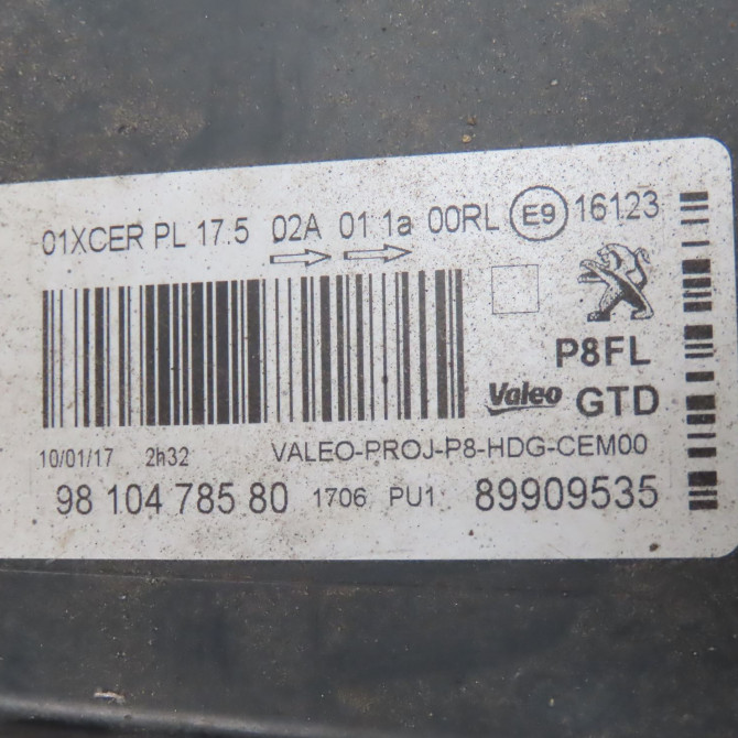 Phare gauche occasion  Peugeot 3008 SUV (MC_, MR_, MJ_, M4_) 1.6 bluehdi 120 (2016)   9810478580  2