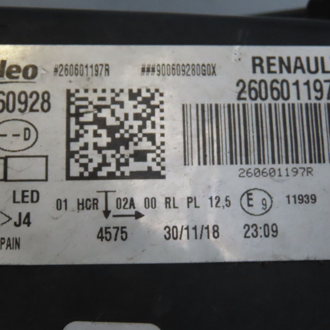 Phare gauche occasion  Renault MEGANE IV 3/5 portes (B9A/M/N_) 1.3 tce 160 (b9nc) (2018)   260601197R  3