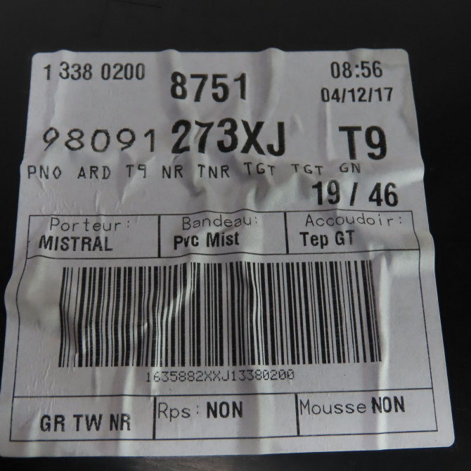 Garniture porte ard occasion  Peugeot 308 II (LB_, LP_, LW_, LH_, L3_) 1.5 bluehdi 130 (2017-2021)   98091273XJ  2