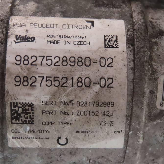 Compresseur air conditionne occasion  Peugeot 308 II (LB_, LP_, LW_, LH_, L3_) 1.5 bluehdi 100 (2018-2021) 5 portes   9827528980  2
