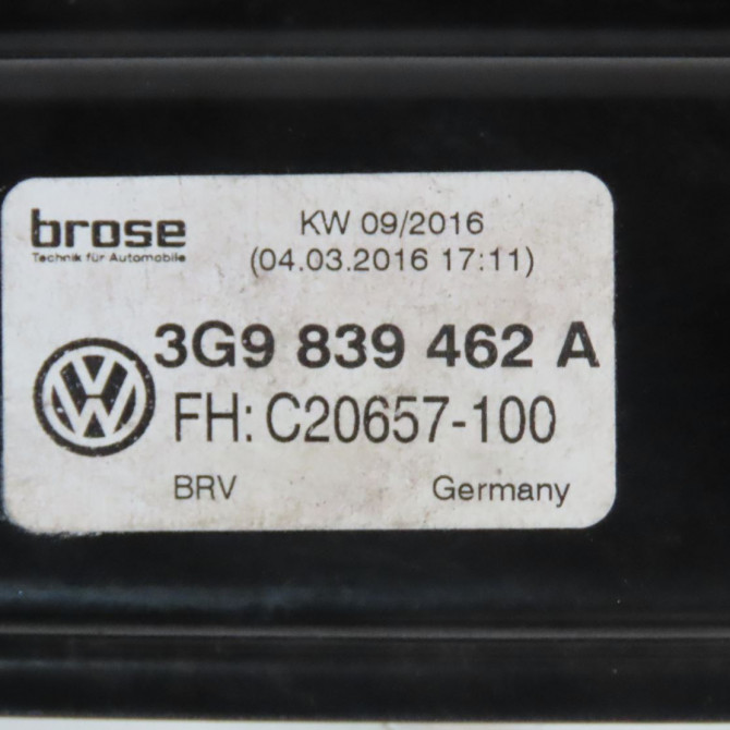 Mecanisme+moteur leve-glace ard occasion  Volkswagen vw PASSAT B8 Variant (3G5, CB5) 2.0 tdi (2014)   3G9839462B  2