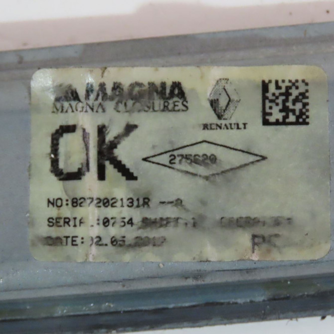 Mecanisme leve-glace arrière droit occasion  Dacia SANDERO II Tce 90 (b8m1, b8ma) (2012) 5 portes   827202131R  2