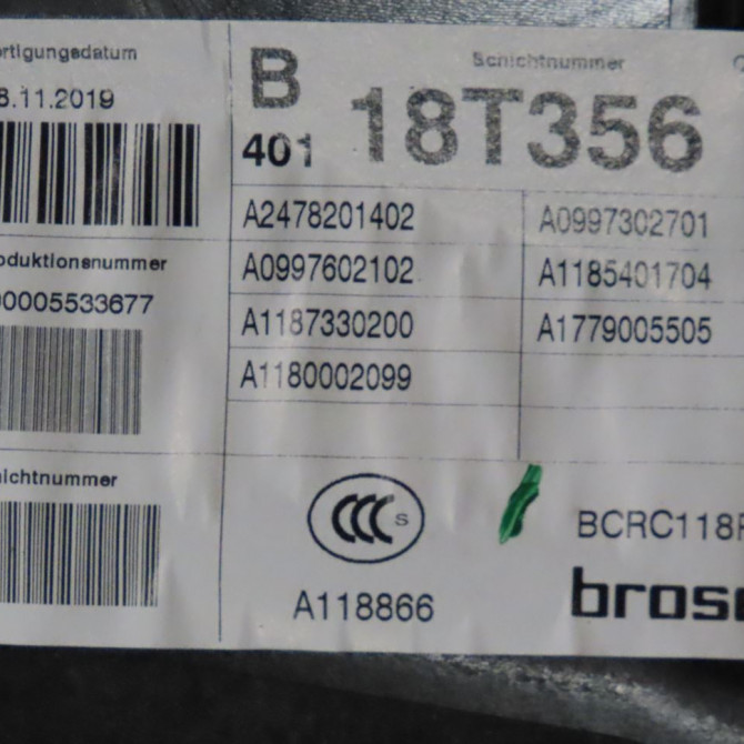 Mecanisme+moteur leve-glace arg occasion  Mercedes-benz CLA Shooting Brake (X118) Cla 220 d (118.614) (2019)   1187300501  2