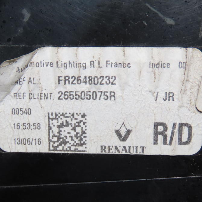 Feu arrière intérieur droit occasion  Renault TALISMAN Grandtour (KP_) 1.6 dci 130 (2016)   265505075R  2