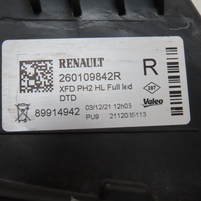Phare droit occasion  Renault TALISMAN Grandtour (KP_) 2.0 blue dci 190 (2021)   260109842R  2