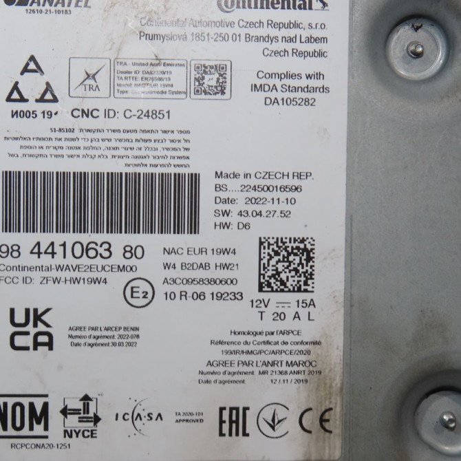 Autoradio occasion  Citroën JUMPY Camionnette (V_) 2.0 bluehdi 180 (2016)   9844106380  2