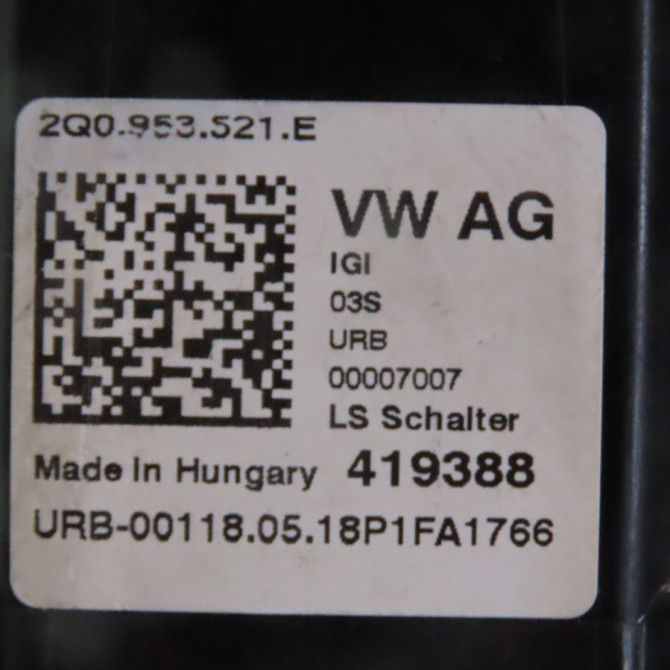 Bloc commodos occasion  Volkswagen vw POLO VI (AW1, BZ1, AE1) 1.0 tsi (2017)   2Q0953521E  2