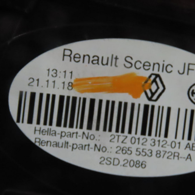 Feu arrière interieur gauche occasion  Renault SCÉNIC IV (J9_) 1.3 tce 140 (2018)   265553872R  3