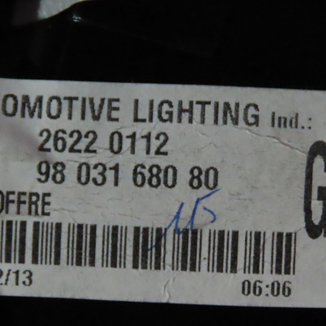 Feu arrière interieur gauche occasion  CITROEN DS5 Phase 1 06-2011->...   9803168080  3