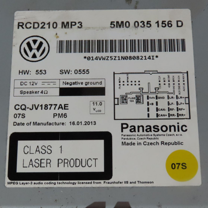 Autoradio occasion  Volkswagen vw POLO V (6R1, 6C1) 1.2 tdi (2009) 5 portes   5M0035156D  2