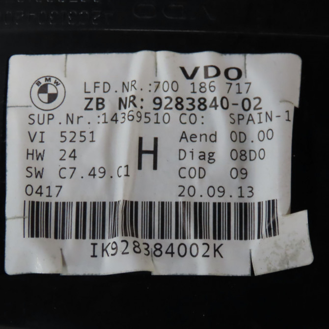 Bloc compteurs occasion  Bmw X1 (E84) Sdrive 20 d (2010-2015)   62109283840  2