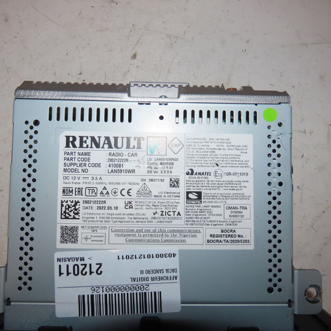 Afficheur digital occasion  Dacia SANDERO III 1.0 tce 100 eco-g (2021)   280212222R  2