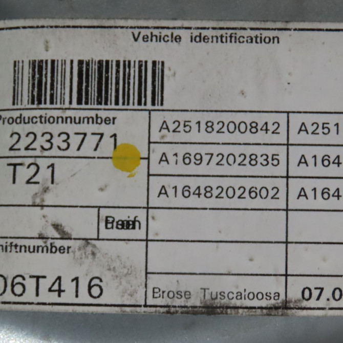 Mecanisme + moteur lève-glace avant droit occasion  Mercedes-benz CLASSE M (W164) Ml 420 cdi 4-matic (164.128) (2006-2009)   1647201679  2
