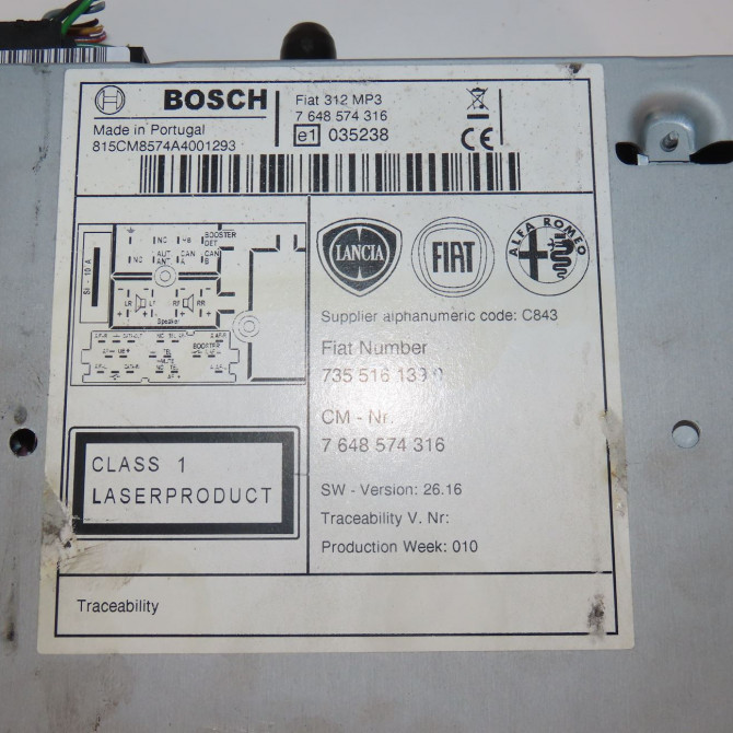 Autoradio occasion  Fiat 500 (312_) 1.2 (312axa1a) (2007) 3 portes   7355161390  2