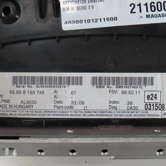 Afficheur digital occasion  Bmw 3 Coupé (E92) 330 d (2009-2013)   65829193745  2
