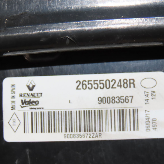 Feu arrière interieur gauche occasion  Renault MEGANE IV 3/5 portes (B9A/M/N_) 1.6 dci 130 (b9a4) (2015)   265550248R  2