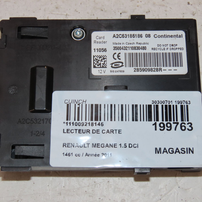 Lecteur de carte occasion  Renault MEGANE III Grandtour (KZ0/1) 1.5 dci (kz0c, kz1a) (2009)   285909828R  4