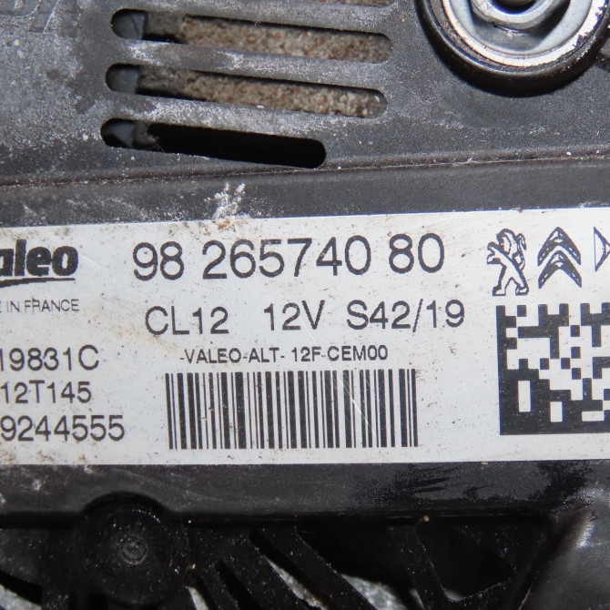 Alternateur occasion  Opel CORSA F 1.2 (68) (2019)   9826574080  2