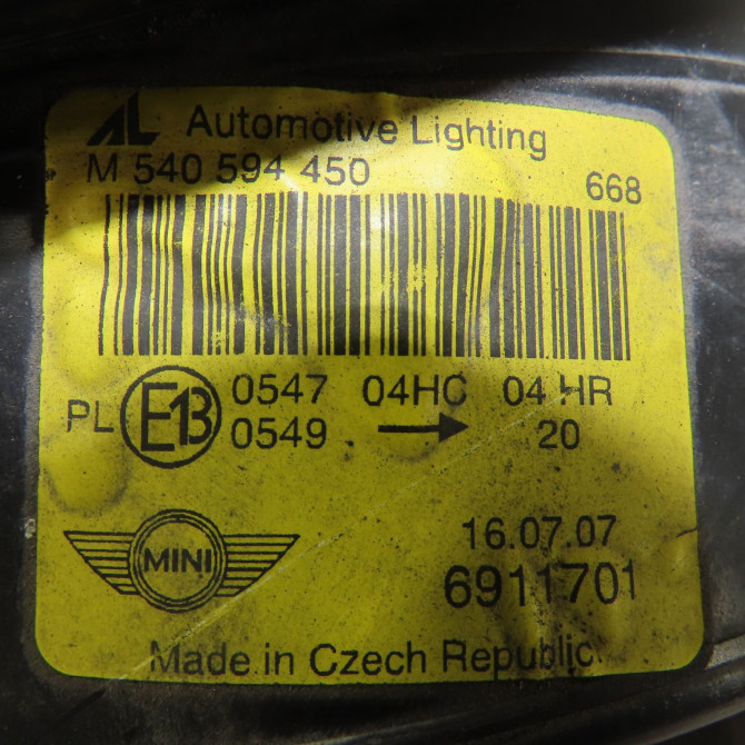 Phare gauche occasion  Mini MINI (R50, R53) Cooper (2001-2006) 3 portes   63127198729  2